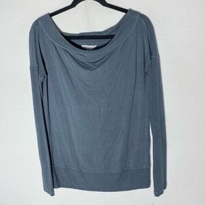 Athleta Metropolis Grey Boat Neck Long Sleeve Activewear Loungewear Top S